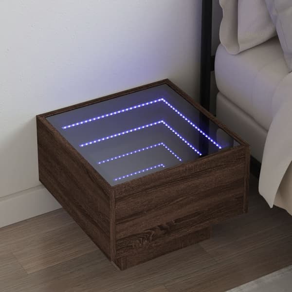 vidaXL Salongbord med Infinity LED brun 40x40x30 cm