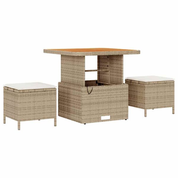 vidaXL Trädgårdsoffset 11 pcs Beige konstrotting