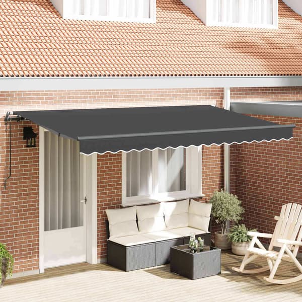 vidaXL Utfällbar markis Antracit 400 x 200 cm tyg