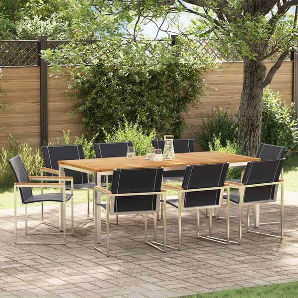 vidaXL Hage Spisegruppe 9 pcs Brun Solid akasietre