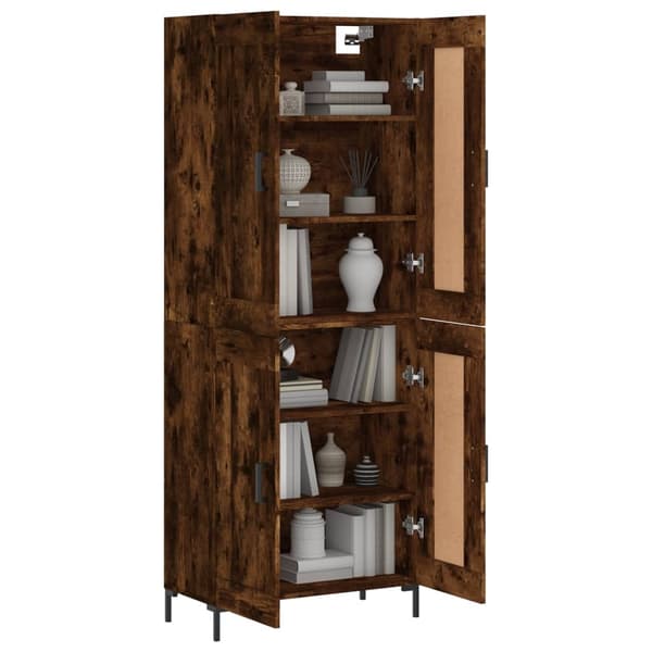 vidaXL Highboard røkt eik 69,5x34x180 cm konstruert tre