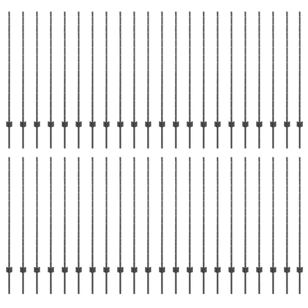 vidaXL Gjerdepåle 44 pcs Grå 180 cm Stål