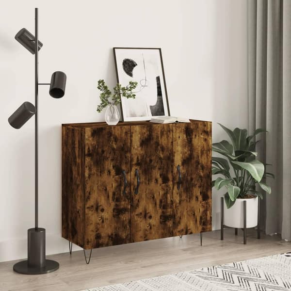 vidaXL Skjenk røkt eik 90x34x80 cm konstruert tre