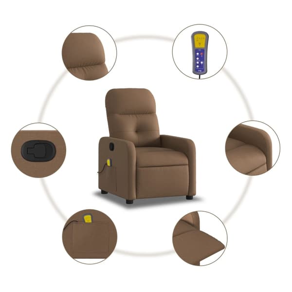 vidaXL Massagefåtölj brun tyg