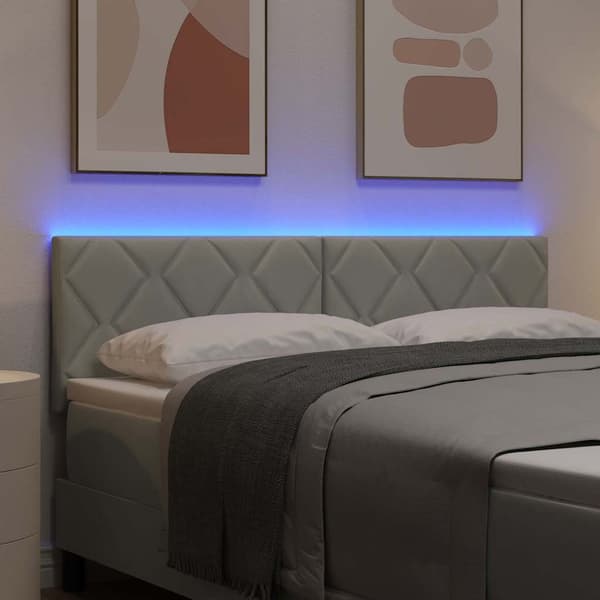 vidaXL LED huvuddyna Ljusgrå 144 cm Sammet