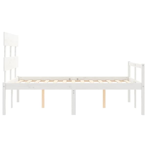 vidaXL Seniorseng med hodegavl hvit small double heltre