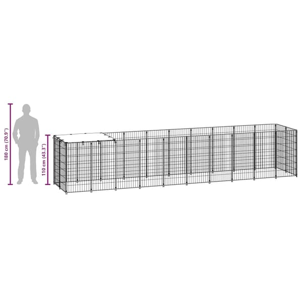 vidaXL Hundgård silver 6,05 m² stål