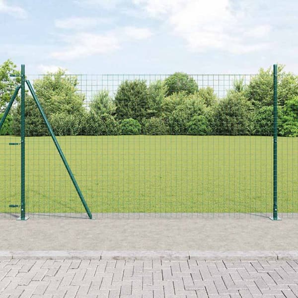 vidaXL Stängselstolpe 13 pcs Grön Stål
