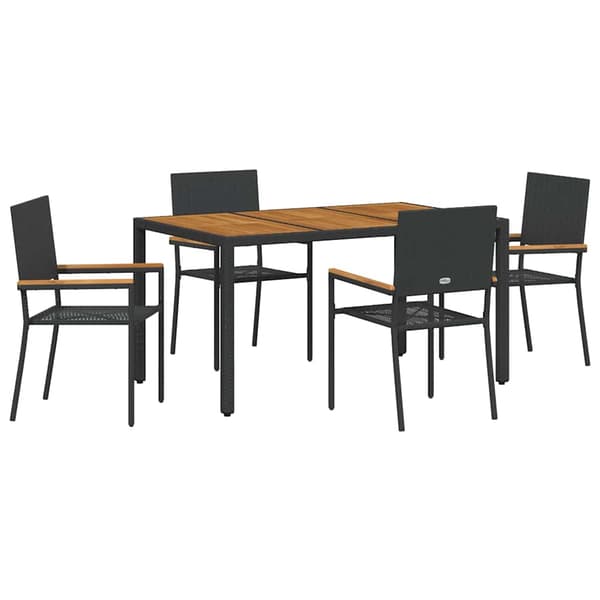 vidaXL Hage Spisegruppe 5 pcs Svart polyrotting