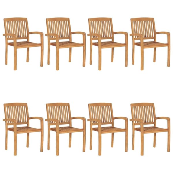 vidaXL Stapelbara trädgårdsstolar med dynor 8 st massiv teak