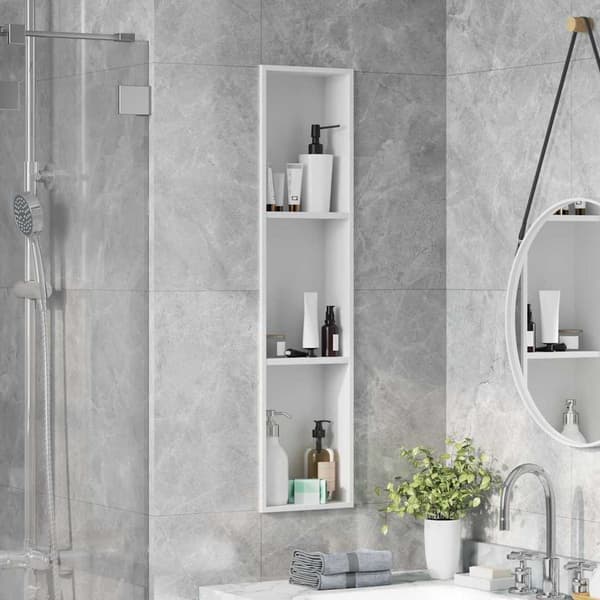 vidaXL Dusjniche Hvit 90 x 20 x 9.5 cm Rustfritt Stål