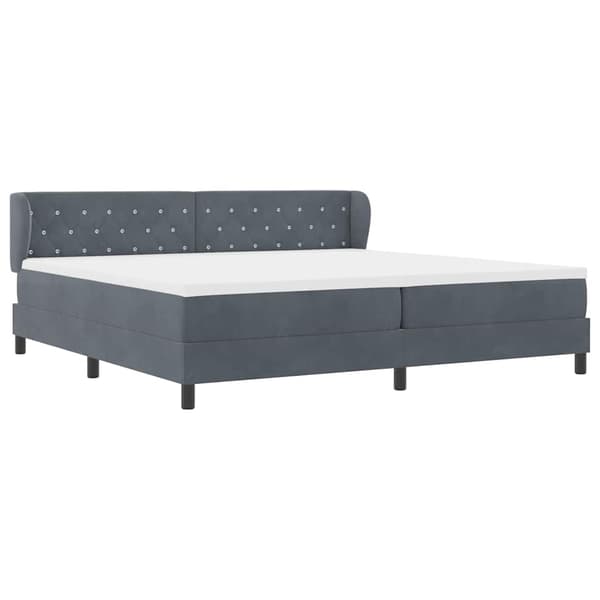 vidaXL Bäddfjäder med madrass Mörkgrå 200 x 200 cm Sammet