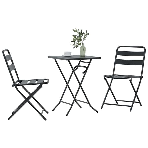 vidaXL Trädgårds Bistro Set 3 pcs Antracit Stål