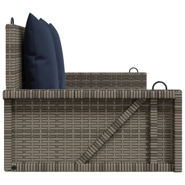 vidaXL Hängsoffa med dynor grå 119x56x48 cm polyrotting