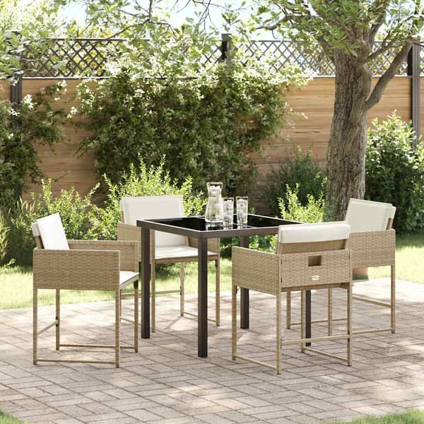 vidaXL Hage Spisegruppe 5 pcs Beige polyrotting
