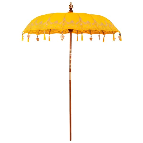 vidaXL Balinesisk Parasol 260 Gul 180-190 cm Bomull og solid tre