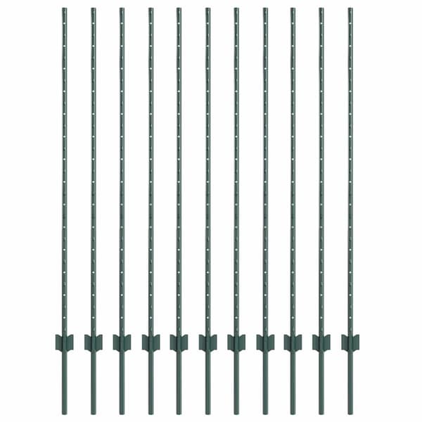 vidaXL Stängselstolpe 11 pcs Grön 140 cm Stål