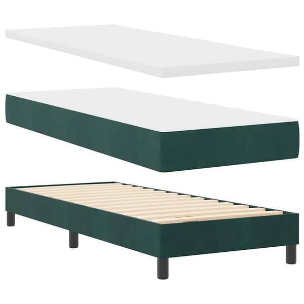 vidaXL Bäddfjäder med madrass Mörkgrön 80 x 200 cm Sammet
