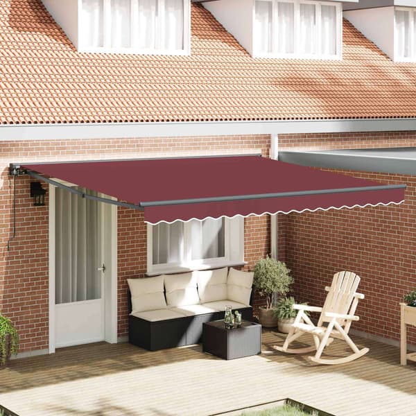 vidaXL Markisram Vinröd 400 × 300 cm Polyester med PU-beläggning