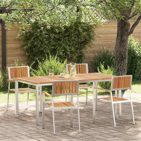 vidaXL Utendørs spisestue sett 5 pcs Brun Solid akasietre