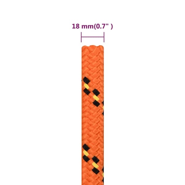 vidaXL Båttau oransje 18 mm 50 m polypropylen