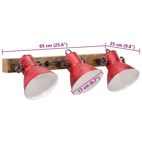 vidaXL Vegglampe 25 W mørkerød 65x25 cm E27