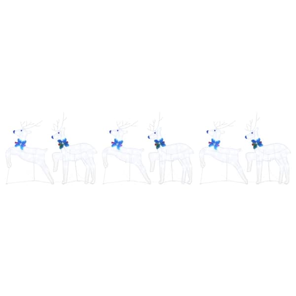 vidaXL LED Reinsdyr 6 pcs Hvit stoff