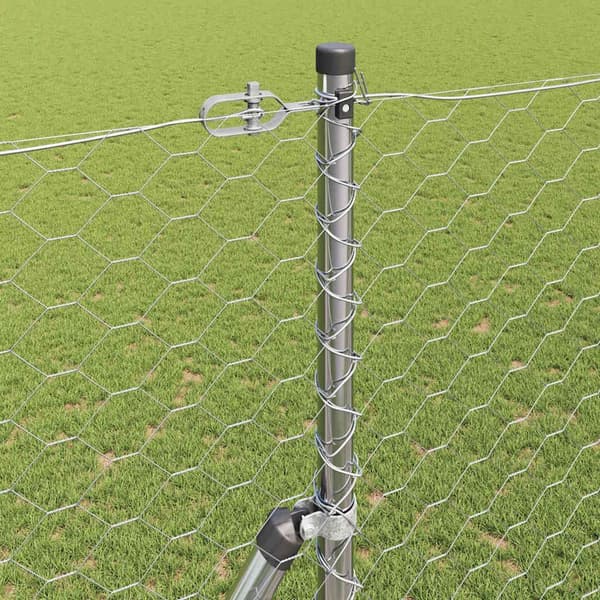 vidaXL Stängselstolpe Silver 10 x 1,5 m (50 mm mesh) Stål