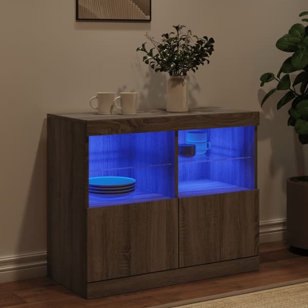 vidaXL Skänk med LED-belysning grå sonoma 81x37x67 cm