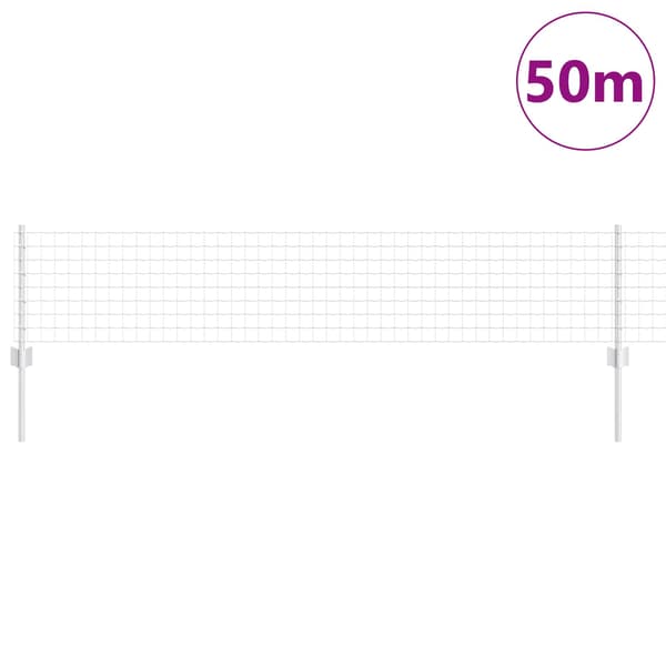 vidaXL Gjerde med stolpe sølv 0,4 x 50 m Stål