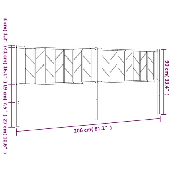 vidaXL Utskiftbar sengegavl i metall hvit 200 cm