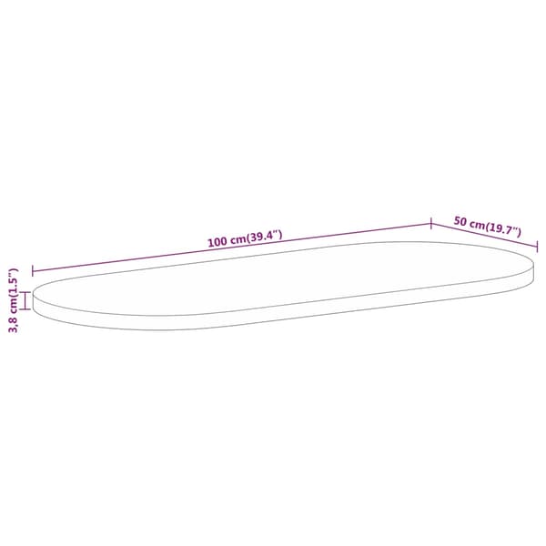 vidaXL Bordplate 100x50x3,8 cm oval heltre mango