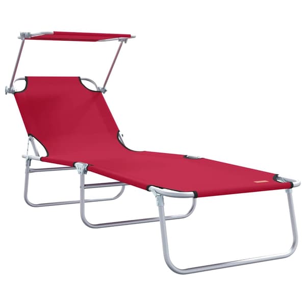 vidaXL Solstol 2 pcs Röd 58 x 188 x 77cm Polyester
