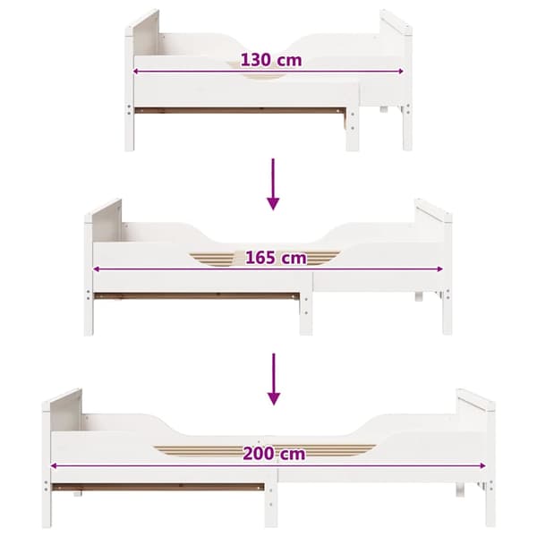 vidaXL Sengestamme med hodegjerde Hvit 80 x 200 cm Konstruert tre