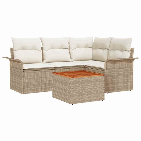 vidaXL Trädgårdsoffset 5 pcs Beige och gräddfärgad konstrotting