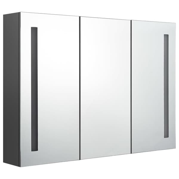 vidaXL LED-speilskap til bad 89x14x62 cm grå