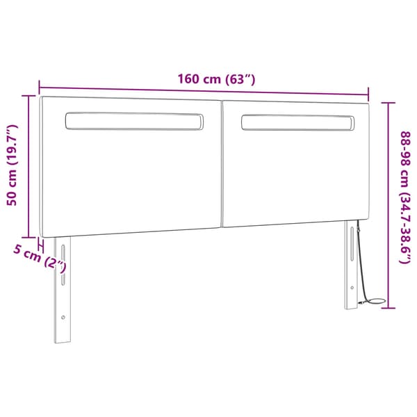 vidaXL LED huvuddyna Vit 160 cm Konstläder