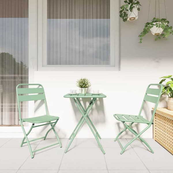 vidaXL Bistrosett 3 pcs grønn Stål