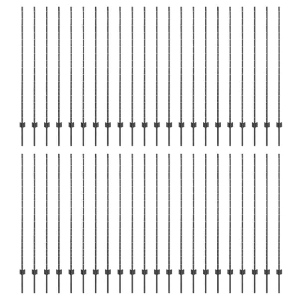 vidaXL Gjerdepåle 44 pcs Grå 200 cm Stål