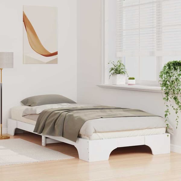 vidaXL Sängram Vit 90 x 220 cm Massiv furu