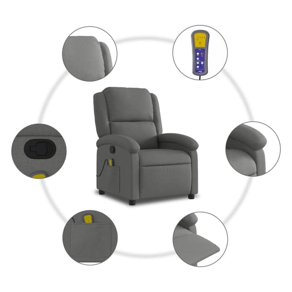 vidaXL Massagefåtölj mörkgrå tyg