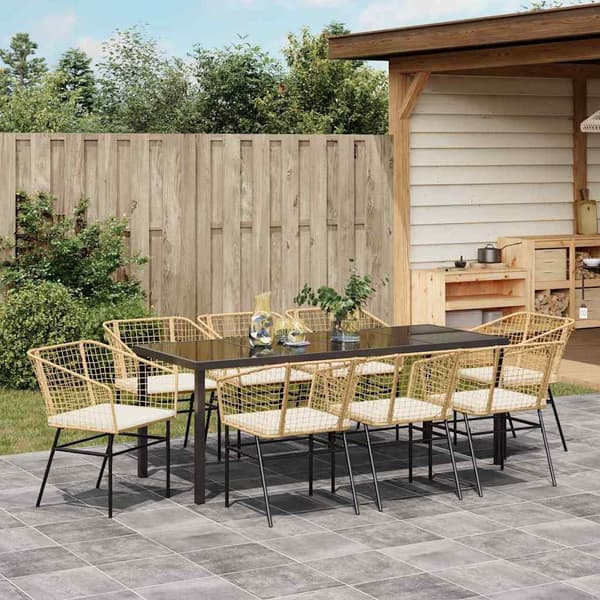 vidaXL Trädgårdsmöbelset 9 pcs Brun konstrotting