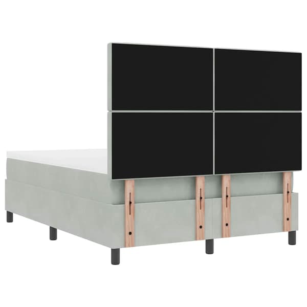 vidaXL Bäddfjäder med madrass Ljusgrå 140 x 190 cm Sammet