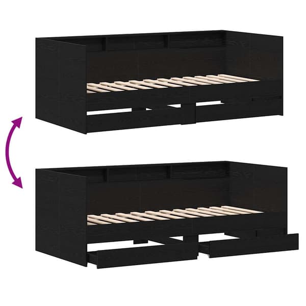 vidaXL Seng med hodegjerde Svart Eik 90 x 200 cm Konstruert tre