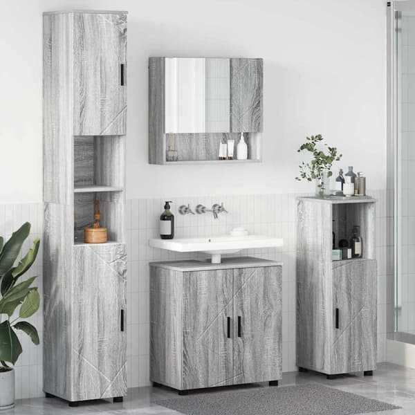 vidaXL Badrumsmöbelset 4 delar Grå sonoma 61 x 35 x 64 cm