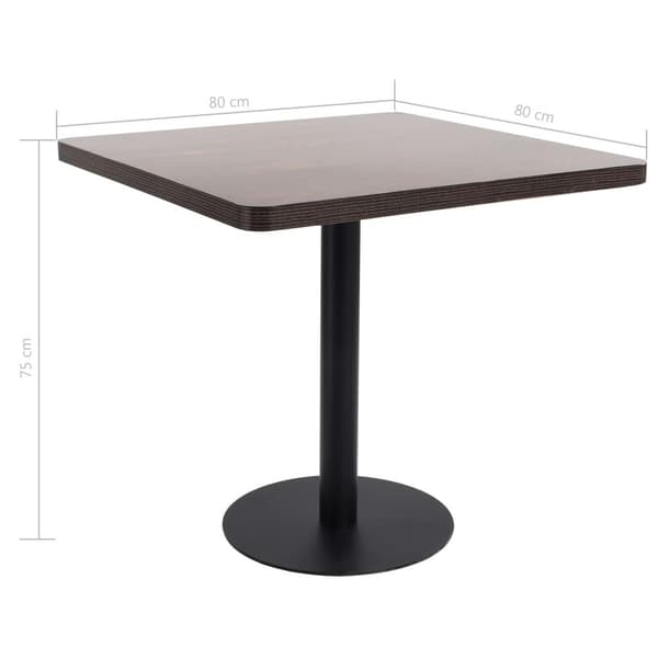vidaXL Bistrobord mørkebrun 80x80 cm MDF