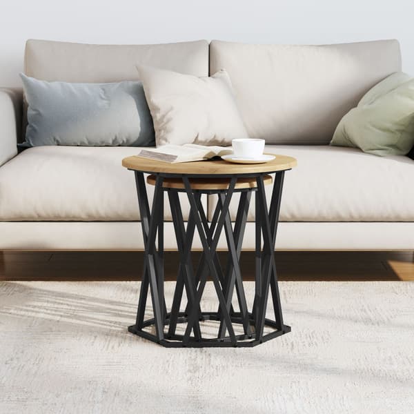 vidaXL Kaffebord 2 pcs Artisan Eik Konstruksjonsvirke og stål