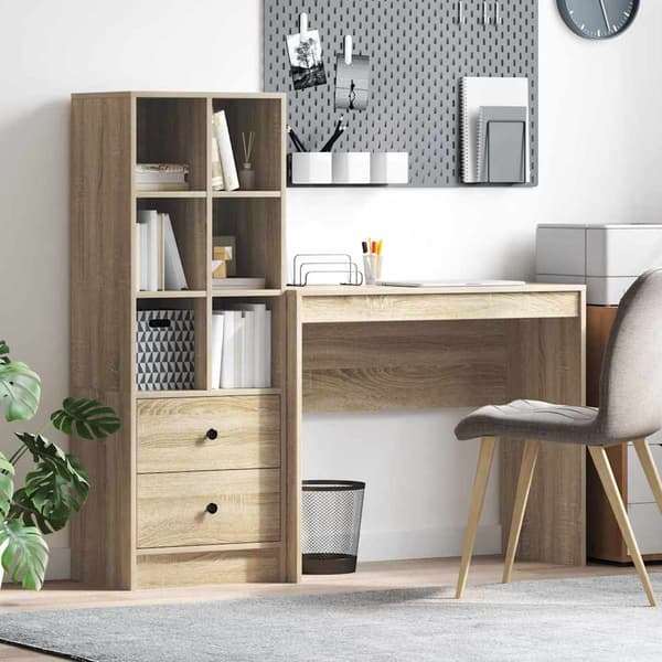 vidaXL Skrivbord med låda 2 pcs Sonoma-ek