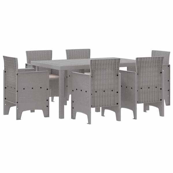 vidaXL Trädgårdsmöbelset 7 pcs Ljusgrå Polt rotting