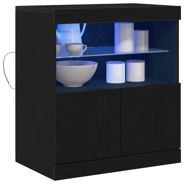 vidaXL Sideboard Svart ek Konstruerat trä Medium Hyllor